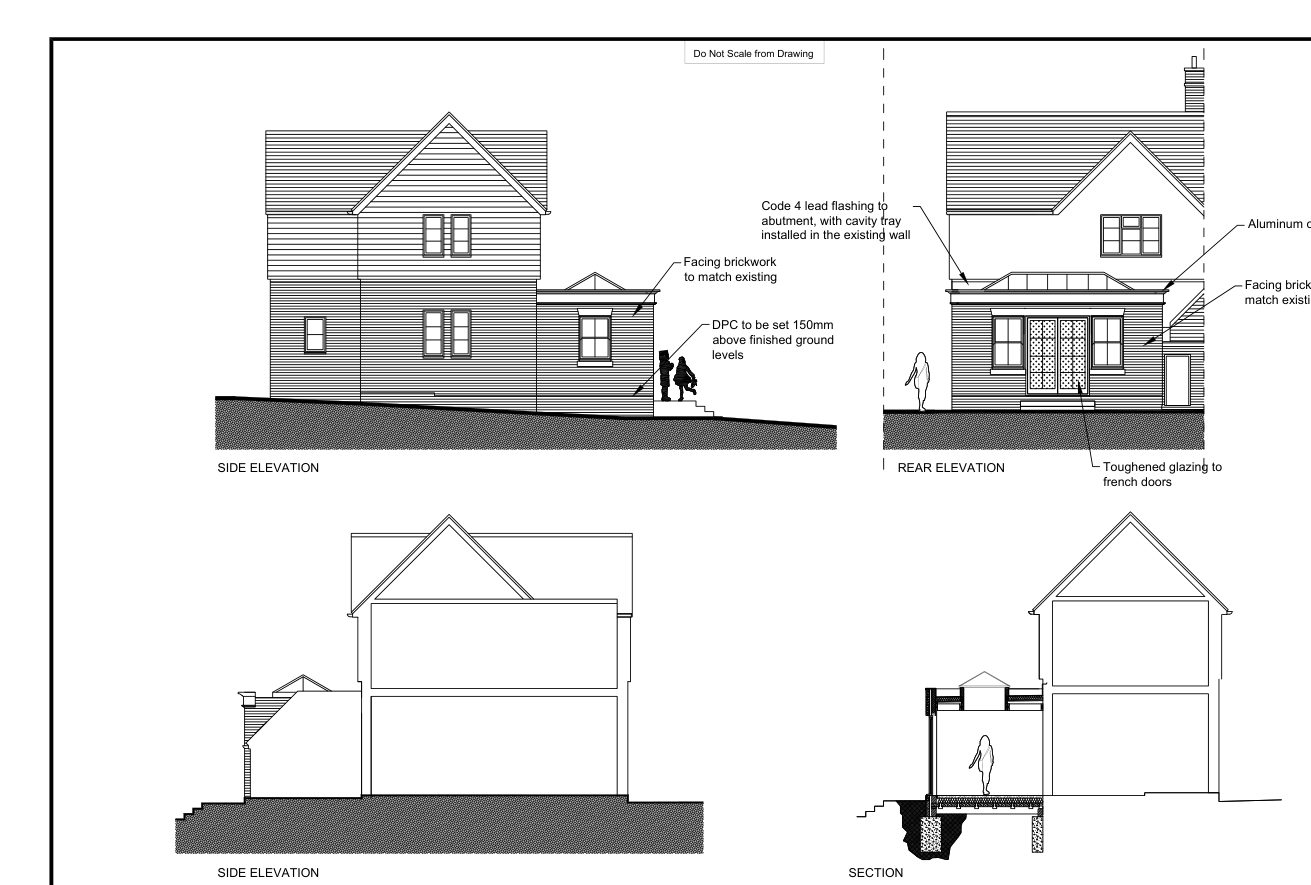 Proposed elevations for a domestic extension